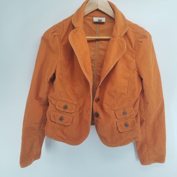 Ann Taylor Loft Orange Corduroy Blazer 